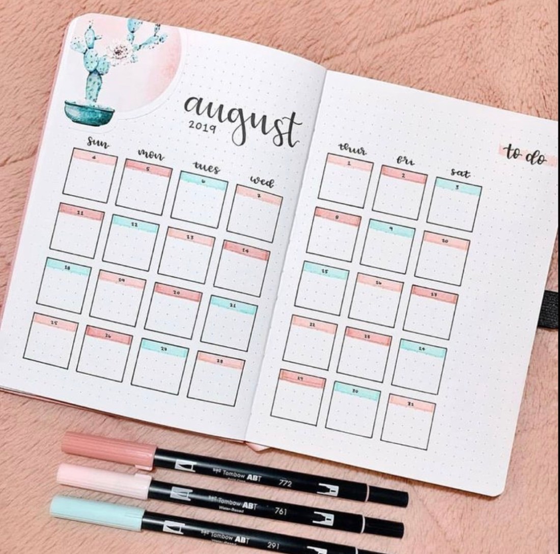 Bullet journal layout created with my favorite bullet journal supplies